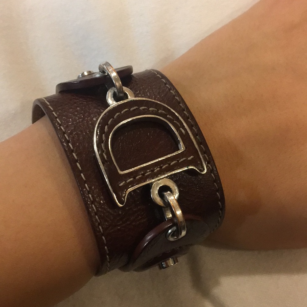 Dior brown leather cuff bracket